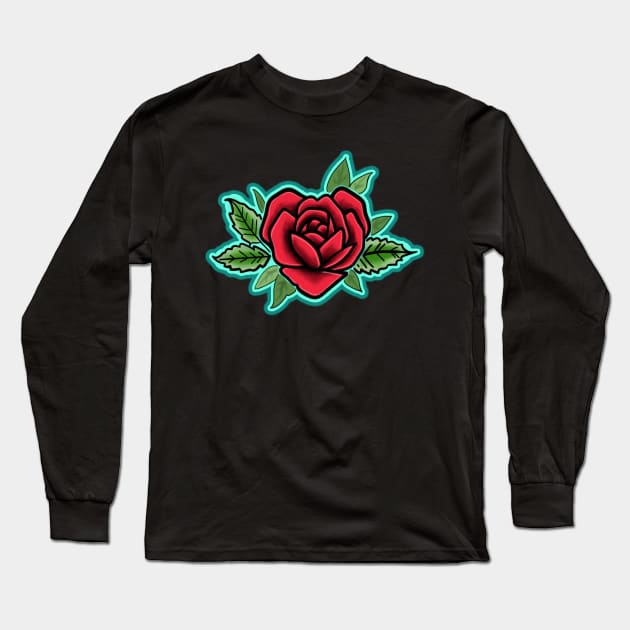 Red heart shaped rose Long Sleeve T-Shirt by Squatchyink